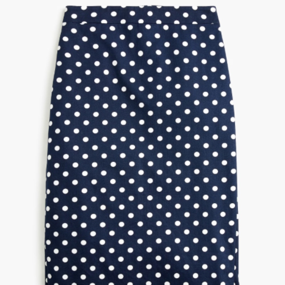 J. Crew navy no. 2 cotton polka dot pencil skirt